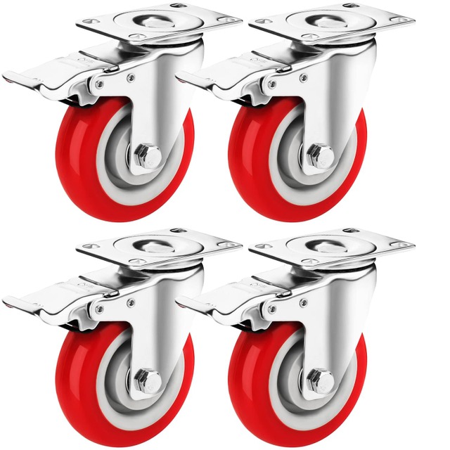 چرخ‌های چرخشی صفحه قرمز با قفل دوگانه ایمنی سنگین