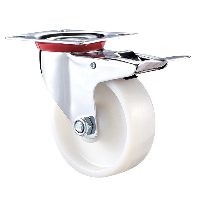 غلتک ترمز سفید 200 میلی متری با چرخ کاستور پلی آمید &Oslash;