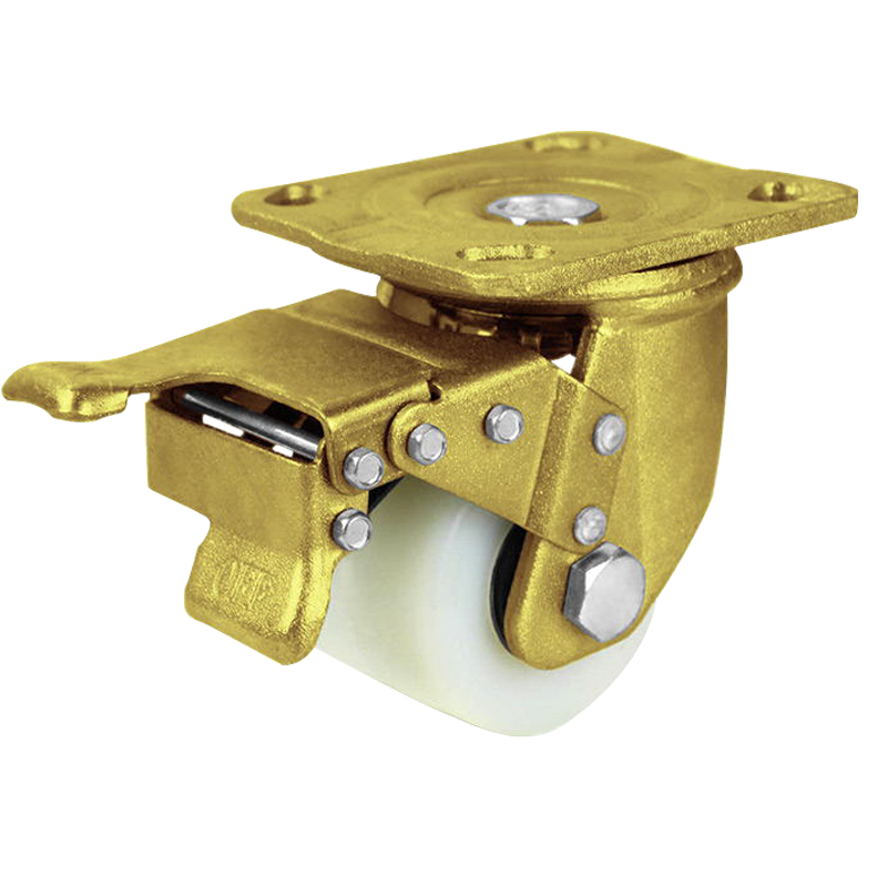 3 tommer stiv kraftigt lavt tyngdepunkt 300 kg tilbagetr&aelig;kkeligt gyldent PU polyurethan trolley rullehjul