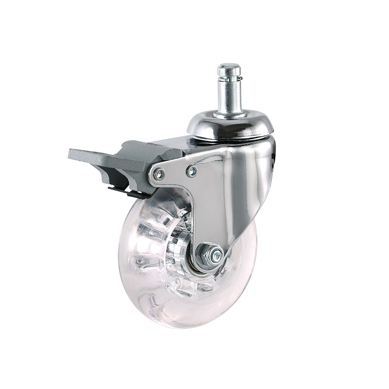 ล้อ 2 นิ้วล้อคริสตัล PU โปร่งใสพร้อมเบรคเฟอร์นิเจอร์ Universal Multi-Specification Cabinet Pull 